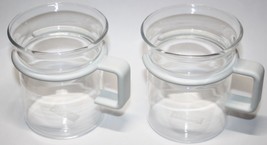 BODUM Bistro White Handle Glass Mug Coffee Espresso Tea Cup Picard 2 Pc A++ - £34.38 GBP