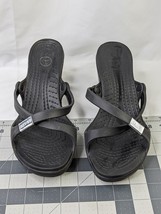 Croc Black Sandal Chunky High Heel Sz 10 - £14.84 GBP