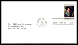 1975 FDC Cover - 10c Benjamin West, Swarthmore, Pennsylvania to Natick, ... - $2.96