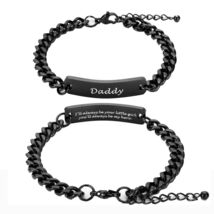 Huiuy Engraved DAD Stainless Steel Link Bracelet Black 9 Inch - $224.04 MXN