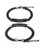 Huiuy Engraved DAD Stainless Steel Link Bracelet Black 9 Inch - $224.04 MXN
