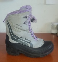 Columbia Youth Sz.2 Snow Boots Waterproof Omni-Heat 400g Gray Purple Black - $224.09 MXN