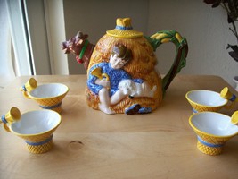 Dept. 56 Little Boy Blue Teapot with Cups  - £39.22 GBP