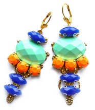 Mint Blue Earrings, Dangle Earrings, Multicolor Statement Earrings, Mint - £15.98 GBP