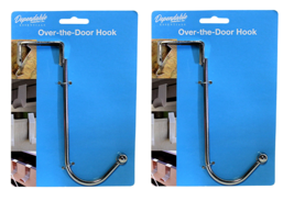 Set of 2 Chrome Metal Over The Door Hook For Coats Robes Jackets Hats an... - £8.53 GBP