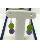 Sterling silver artistic earrings,glass beads w/ swarovski purple, moss ... - $22.00 CAD