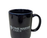 Time Warner Cable advertising coffee cup mug dark blue white logo - $15.83