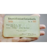 1931 D &amp; C Detroit &amp; Cleveland Navigation Co. Steamer Line Season Pass - $951.63 MXN