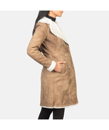 Amie Distressed Brown Double Breasted Shearling Coat - $430.00