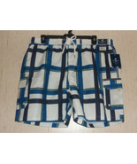 NWT MENS CARIBBEAN JOE BLUE PLAID CARGO STYLE SWIM TRUNKS   SIZE XXL - £22.03 GBP