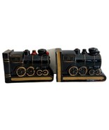 Train Book Ends Vintage c1960-70s Hand Painted Ceramic Made In Japan 2 P... - $24.99