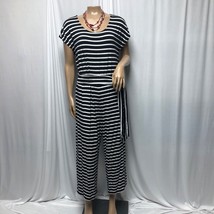 Old Navy Jumpsuit Womens Size Medium Black White Strip Comfy Ankle Lengt... - $19.59