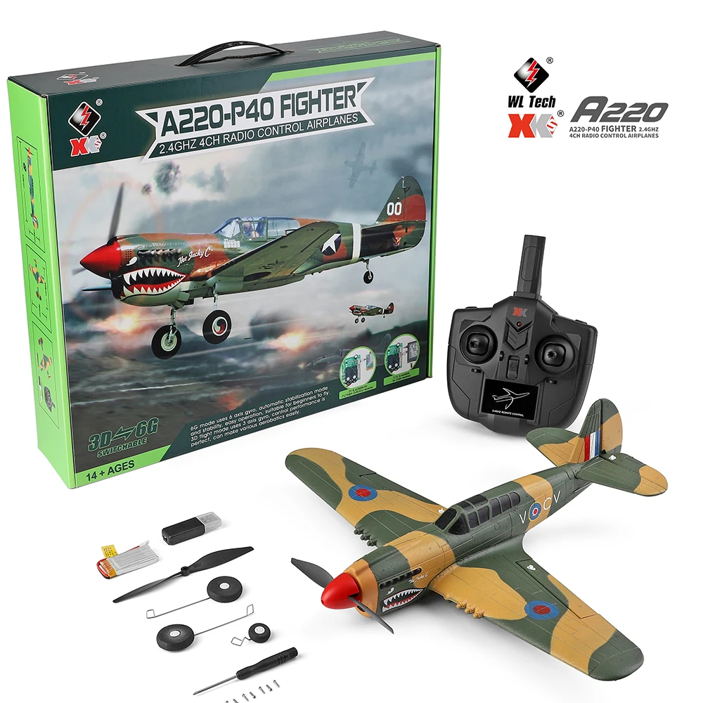 2022 New Wltoys A220 RC Airplanes Four-Channel Like Real Machine P40 Fig... - £77.80 GBP+