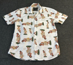 VANS Men&#39;s Medium Shirt Hawaiian White Short Sleeve Button Up Aloha Hula... - £12.41 GBP