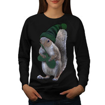 Wellcoda Green Squirrel Hat Womens Sweatshirt, Nut Dwarf Casual Pullover Jumper - £22.86 GBP+