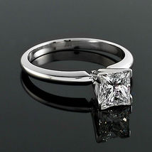 1.15Ct Princess Cut White Diamond 925 Sterling Silver Solitaire Engagement Ring - £78.45 GBP