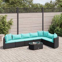 8 Piece Patio Sofa Set with Cushions Black Poly Rattan - $21,958.28 MXN