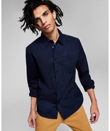 And Now This Men&#39;s Poplin Long-Sleeve Button-Up Shirt in Navy-Large - $19.99