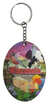 Wisconsin 3D Oval Double Sided Key Chain - £5.49 GBP