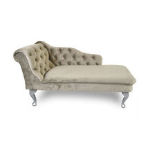 Chesterfield Handmade Tufted Cream Beige Velvet Chaise Lounge Bedroom Accent  - £220.17 GBP+