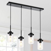 Adjustable Height Black Hanging Lights For Kitchen Pool Tables And 4-Light - £98.66 GBP