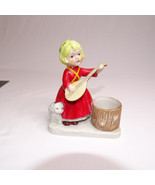 Vintage GIRL And SHEEP FIGURINE With Candle Holder CMA Comar 1980 Rare V... - $14.52