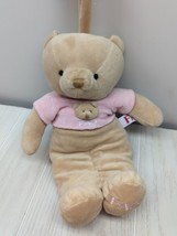 FAO Schwarz Plush Tan Teddy Bear Pink Shirt Crib Musical Lullaby Rock-a-... - $9.89