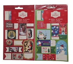 Holiday Time 50 Count Peel &#39;N Stick Gift Tags Lot of 2 - £3.50 GBP