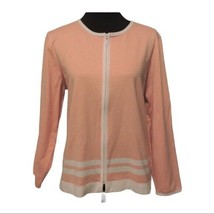Cathy Daniels Jacket Large Top Spring Peach Sweater Casual Zip Spring Womens - £14.38 GBP