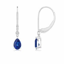 ANGARA Blue Sapphire Drop Earrings with Diamond in 14K Gold (AAA, 6x4MM) - £801.21 GBP