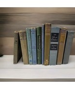 10 Antique Vintage Books Lot Blue Green History Blue Prop Shelf Decor St... - $27.99