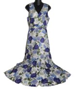 Sam Edelman Womens 4 Maxi Dress Floral Flower Blue Sleeveless Pearl Buttons - £35.91 GBP