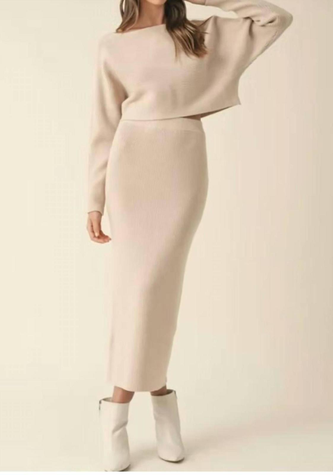 Mable Crop Knit Top And Midi Skirt Set Size S - $75.24