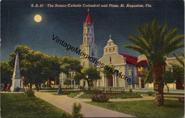 The Roman Catholic Cathedral &amp; Plaza St. Augustine FL Postcard PC331 - £6.28 GBP