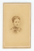 Antique CDV Circa 1860s Draper &amp; Husted Beautiful Woman Bow Philadelphia, PA - £7.41 GBP