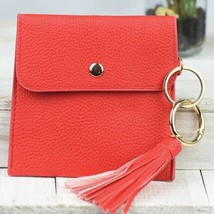 Key Ring Pouch With Tassel and Clip Red - £11.68 GBP