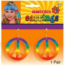 Groovy 60s Hippie Tye Dye Peace Sign Earrings Set - £3.93 GBP