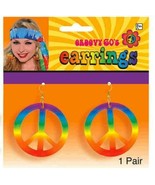 Groovy 60s Hippie Tye Dye Peace Sign Earrings Set - £3.91 GBP
