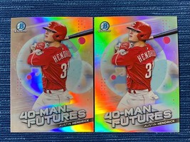 x2 2021 Bowman Chrome Austin Hendrick 40-Man Futures #FMF-24 Cincinnati Reds - £0.77 GBP