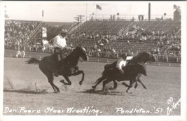 Rodeo Champion Dan Poore Steer Wrestling 1951 Pendleton Oregon Postcard Y1 - £11.95 GBP