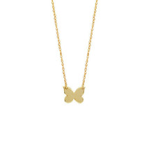 14K Solid Gold Mini Butterfly Dainty Necklace - Minimalist Yellow Adjust 16&quot;-18 - £123.82 GBP