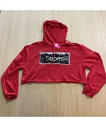 A’GACI Long Sleeve Red Super Sassy Cropped Sweatshirt Top Womens Small New - $22.57 CAD