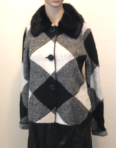 Cynthia Rowley Cardigan Sweater Size S Button On Faux Fur Collar - £21.67 GBP