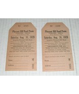 Tickets--two unused...1929 Pleasant Hill Band Picnic..near Hanover Pa--o... - £10.18 GBP