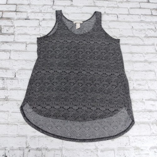 H&amp;M Conscious Tank Top Womens Small Black Geometric Scoop Neck Sleeveles... - $13.99