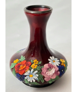 Rare Faure Limoges Miniature Copper Vase Enameled Hand Painted Floral Si... - £208.30 GBP