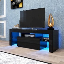 Black High Gloss LED TV Stand 55&quot; | Modern Entertainment Center - €136,74 EUR