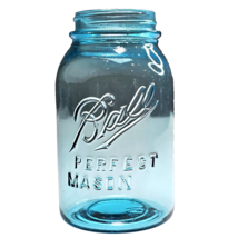 vintage quart blue glass ball perfect mason jar no lid # 10 on the botto... - £19.61 GBP