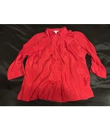 Dressbarn Woman Plus Size 22/24W Red Blouse Button Up Long Sleeve - €17,29 EUR