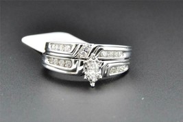 Marquise Diamond Bridal Set 14K White Gold Fn Engagement Ring Wedding Band 2 Ct - £84.78 GBP